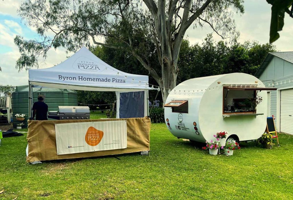 Stove fired pizza truck at Byron Bay wedding reception
